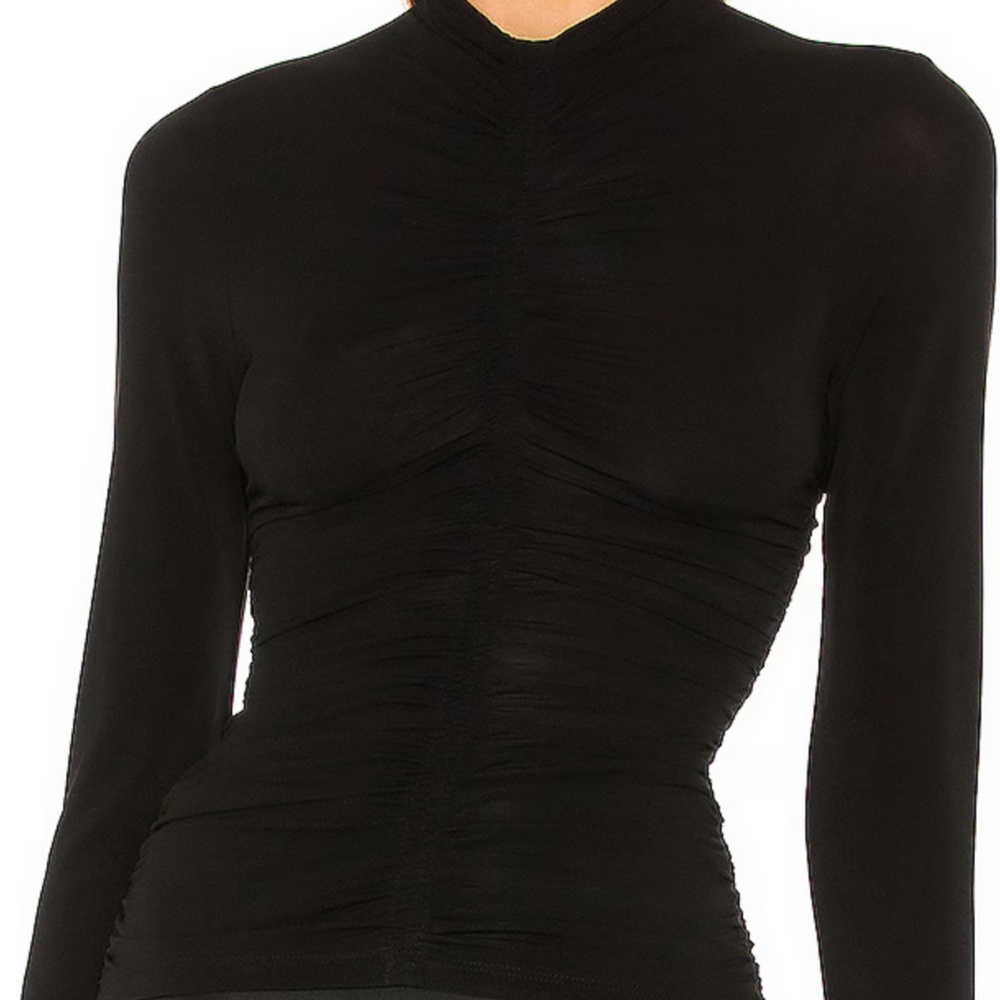 A.L.C. "Ansel" Black Ruched Long Sleeve Jersey Top - Size M